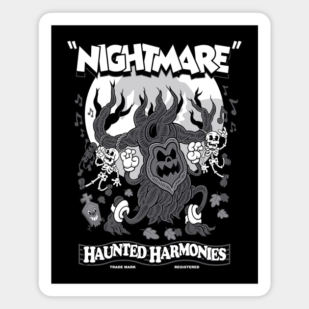 Haunted Harmonies - Vintage Cartoon Halloween - Creepy Cute Goth Horror Magnet by Nemons